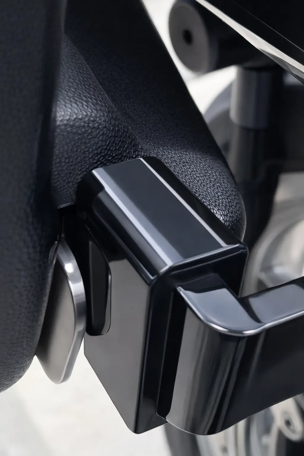 Triumph Tiger 955i 855i pannier bump stop fitment illustration - side view