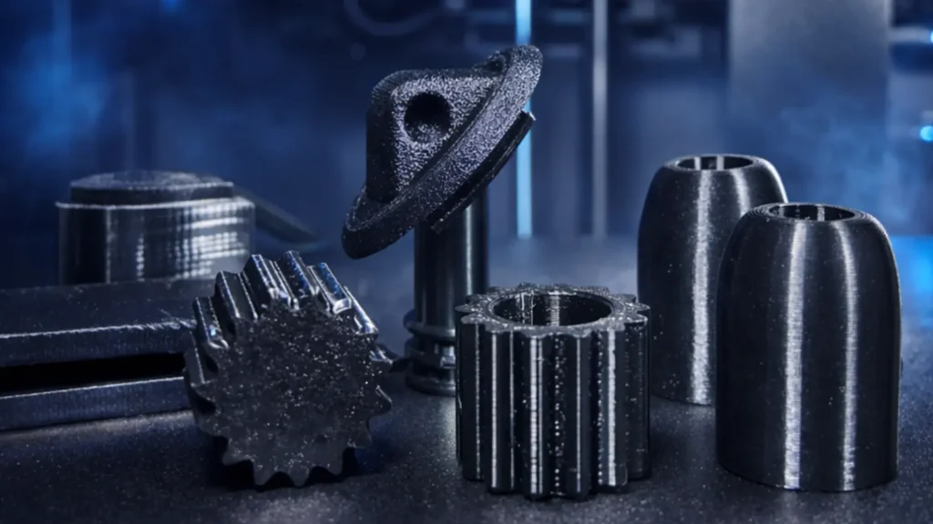 Tiger Forge designs homepage hero image showing a selection of 3D printed Triumph motorcycle parts.