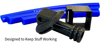 3D printed motorcycle components and blue silicone vacuum hoses